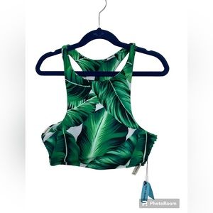 Cupshe green palm print racer back bikini top. Medium